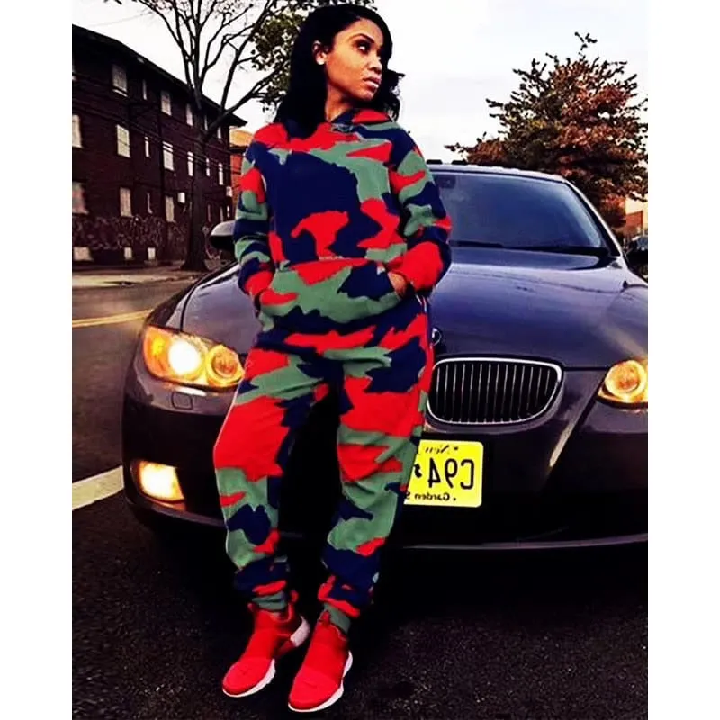 Camouflage Hooded Tracksuit Set