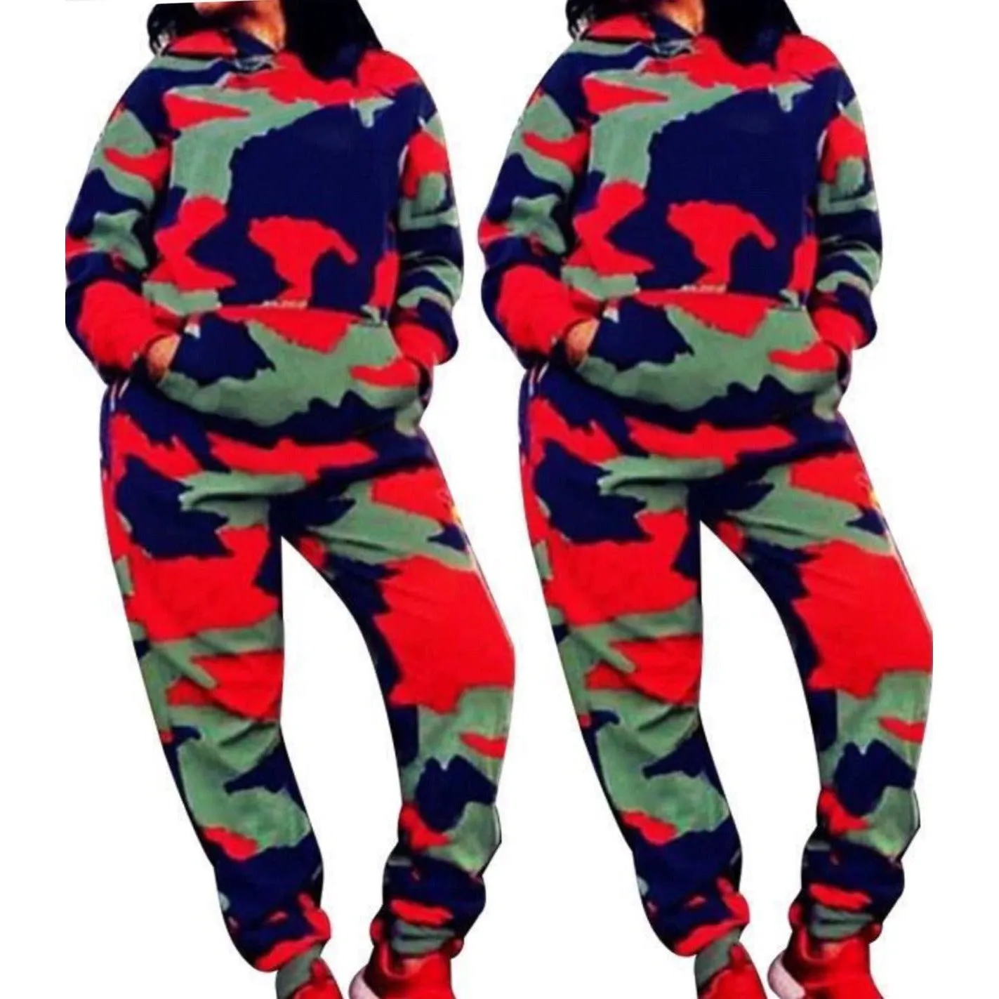 Camouflage Hooded Tracksuit Set