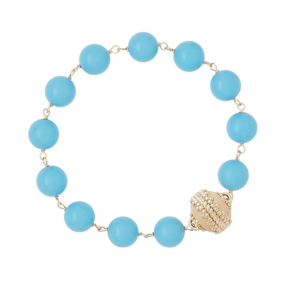 Caspian Victoire Reconstituted Cerulean Turquoise 10mm Bracelet