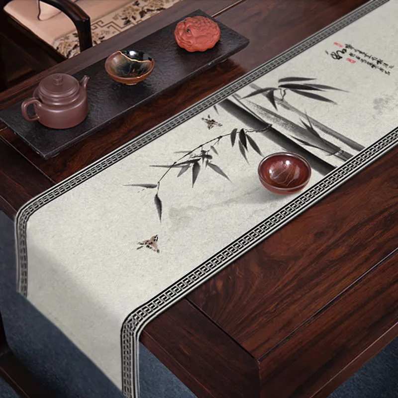 Chinese Ink Style Tea Mat Zen Waterproof Table Runner