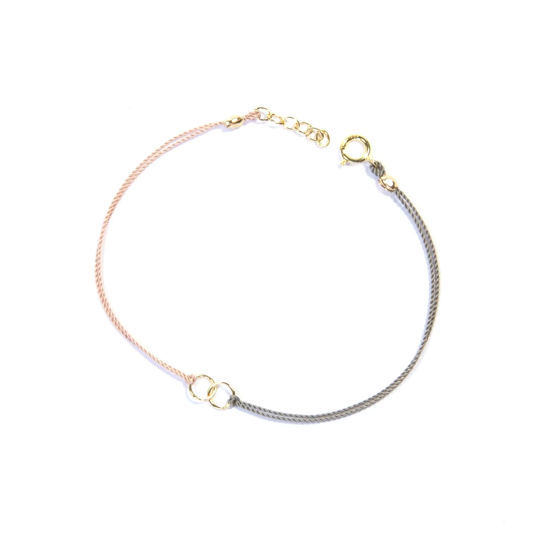 Circle Link Silk Bracelet | Pink & Gray, Gold