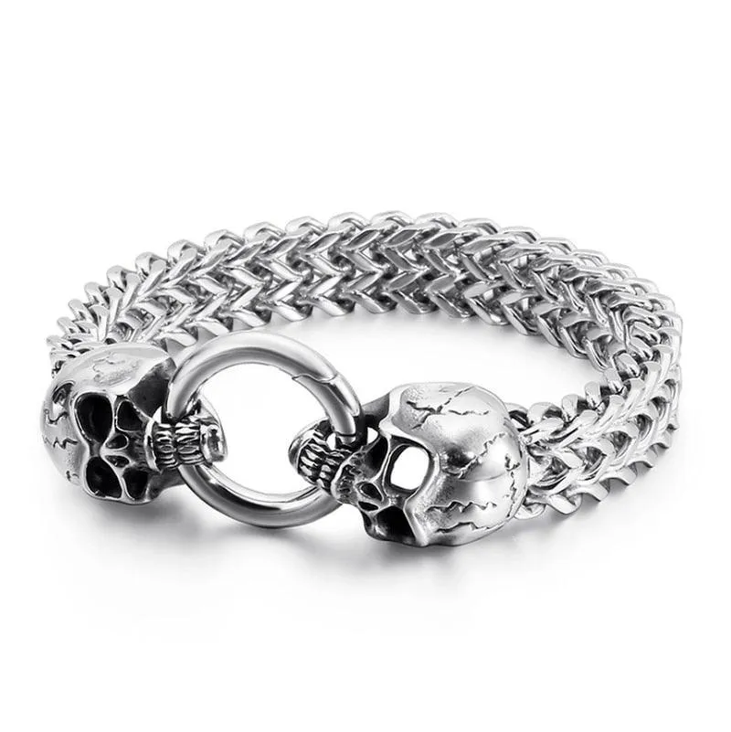 Classic Fashion Punk Stainless Steel Skull Bracelet