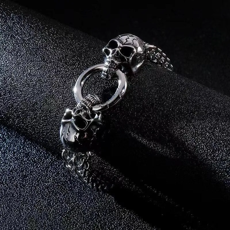 Classic Fashion Punk Stainless Steel Skull Bracelet