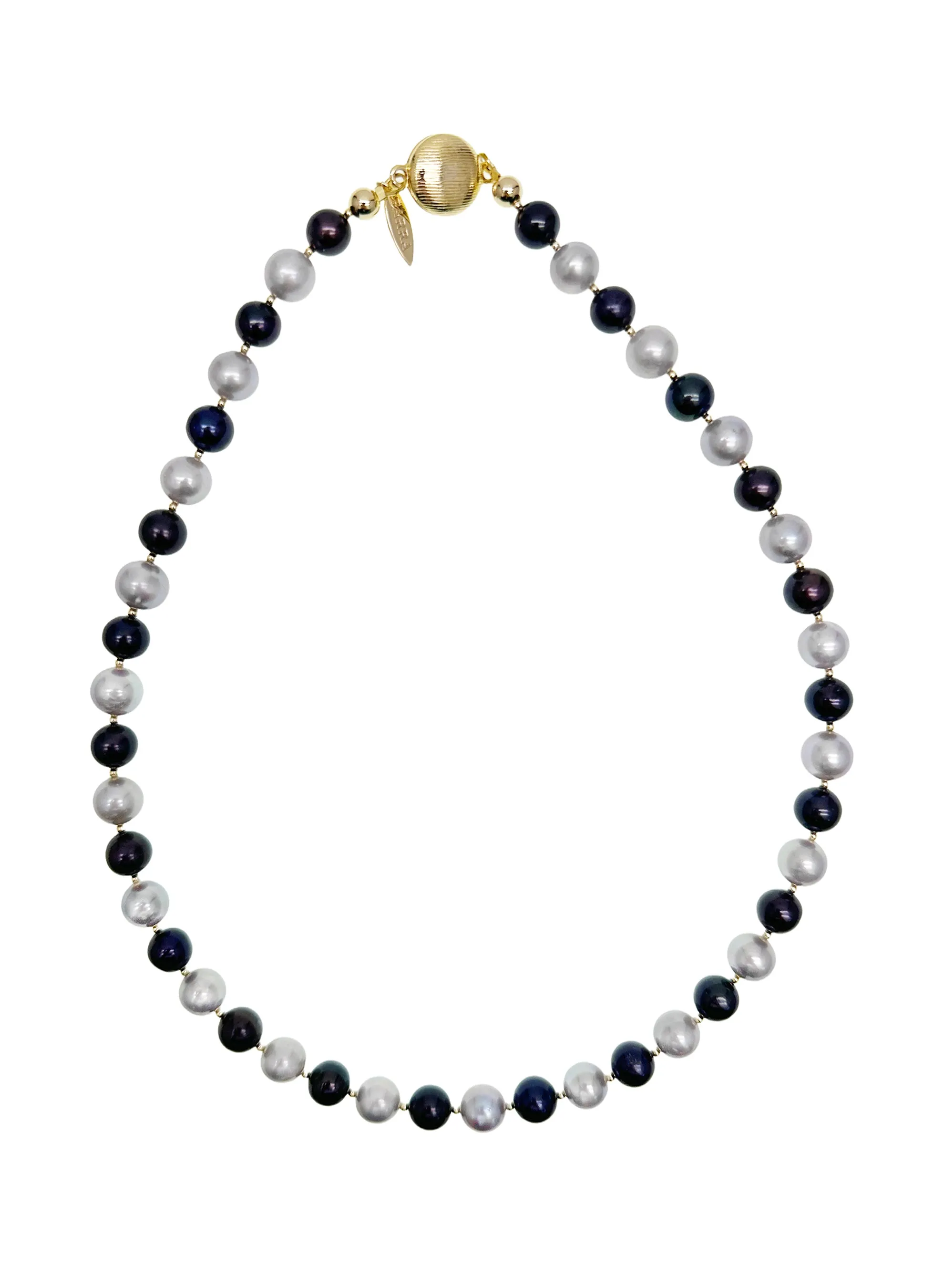 Classic Gray and Black Natural Freshwater Pearls Necklace LN079