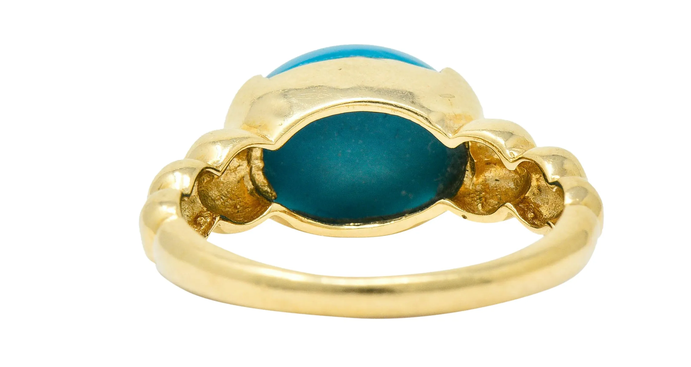 Contemporary Turquoise Cabochon 14 Karat Gold Stacking Ring