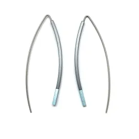 Curved Matchstick Bow Earrings - Gray and Pale Blue