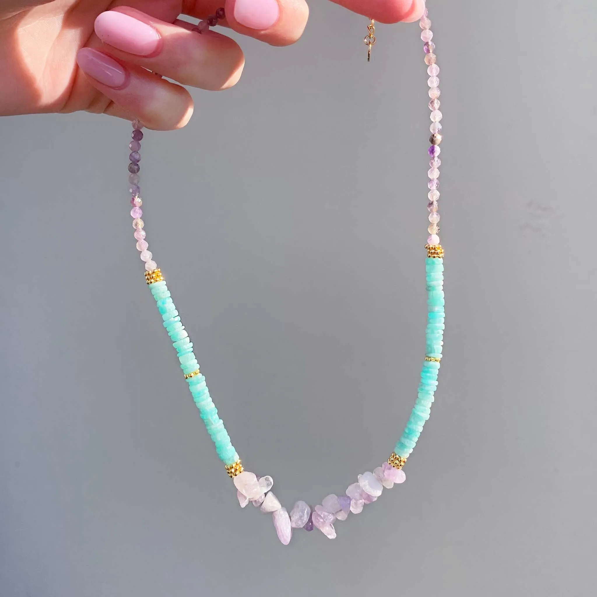 Dainty Goddess Amazonite and Amethyst Necklace