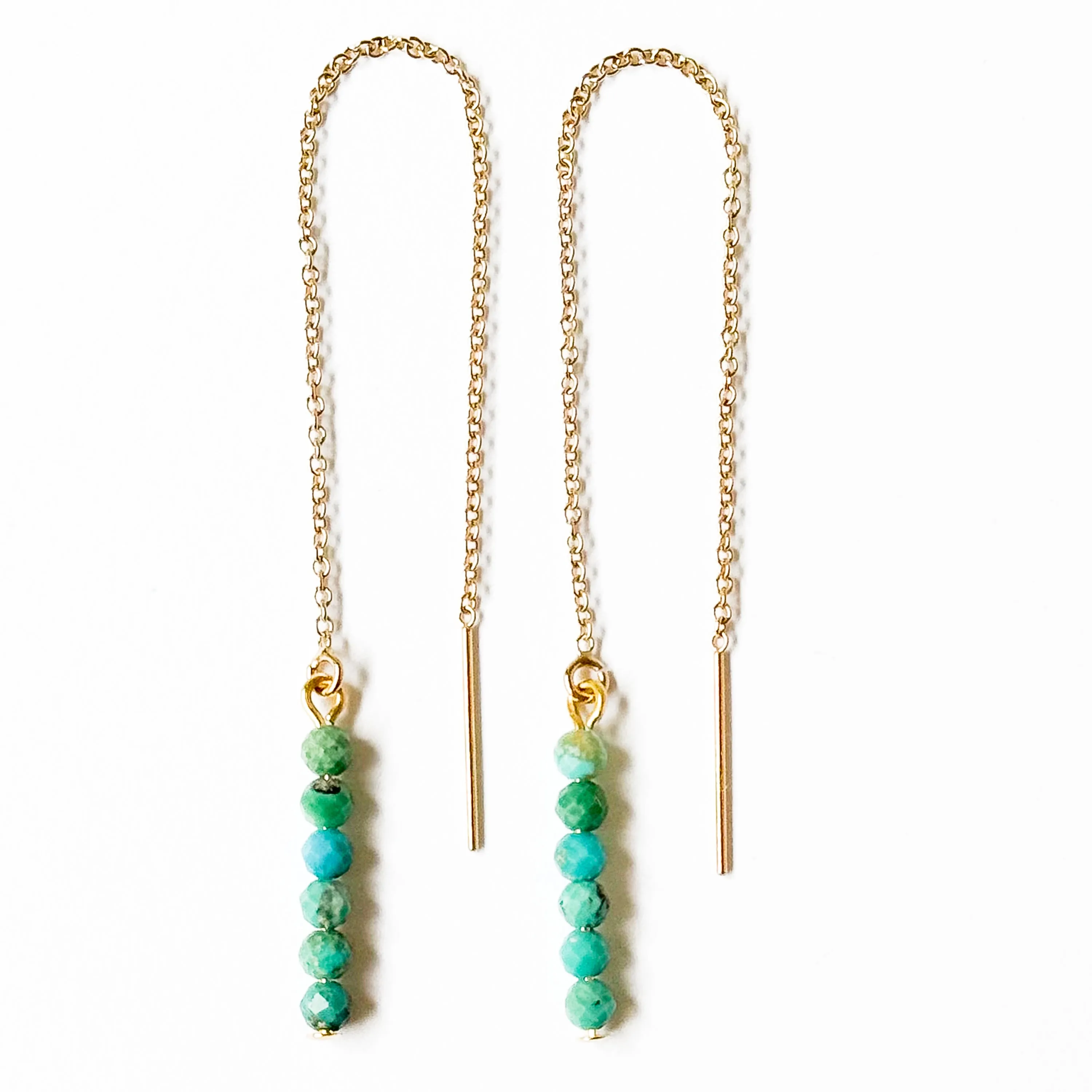 Delicate Gold Filled Turquoise Threader Earrings - WS