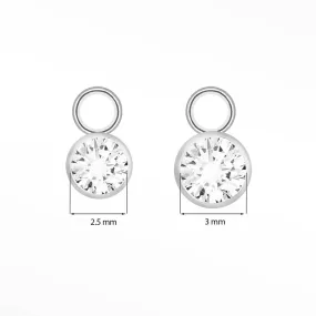 Diamond Bezel Charms 14k White for Permanent Jewelry