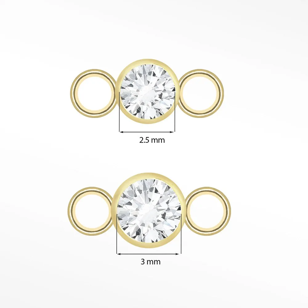 Diamond Bezel Connectors 14k Yellow for Permanent Jewelry