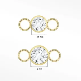 Diamond Bezel Connectors 14k Yellow for Permanent Jewelry