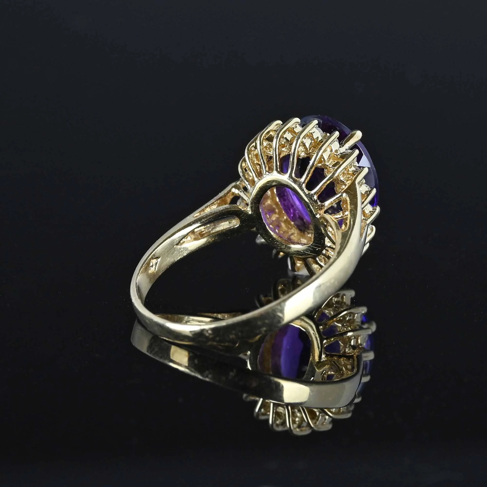 Diamond Halo Amethyst Ring in 14K Gold