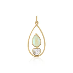 DIAMOND SLICE AND ETHIOPIAN OPAL CHARM PENDANT