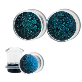 Dichroic Glass Plugs - Blue