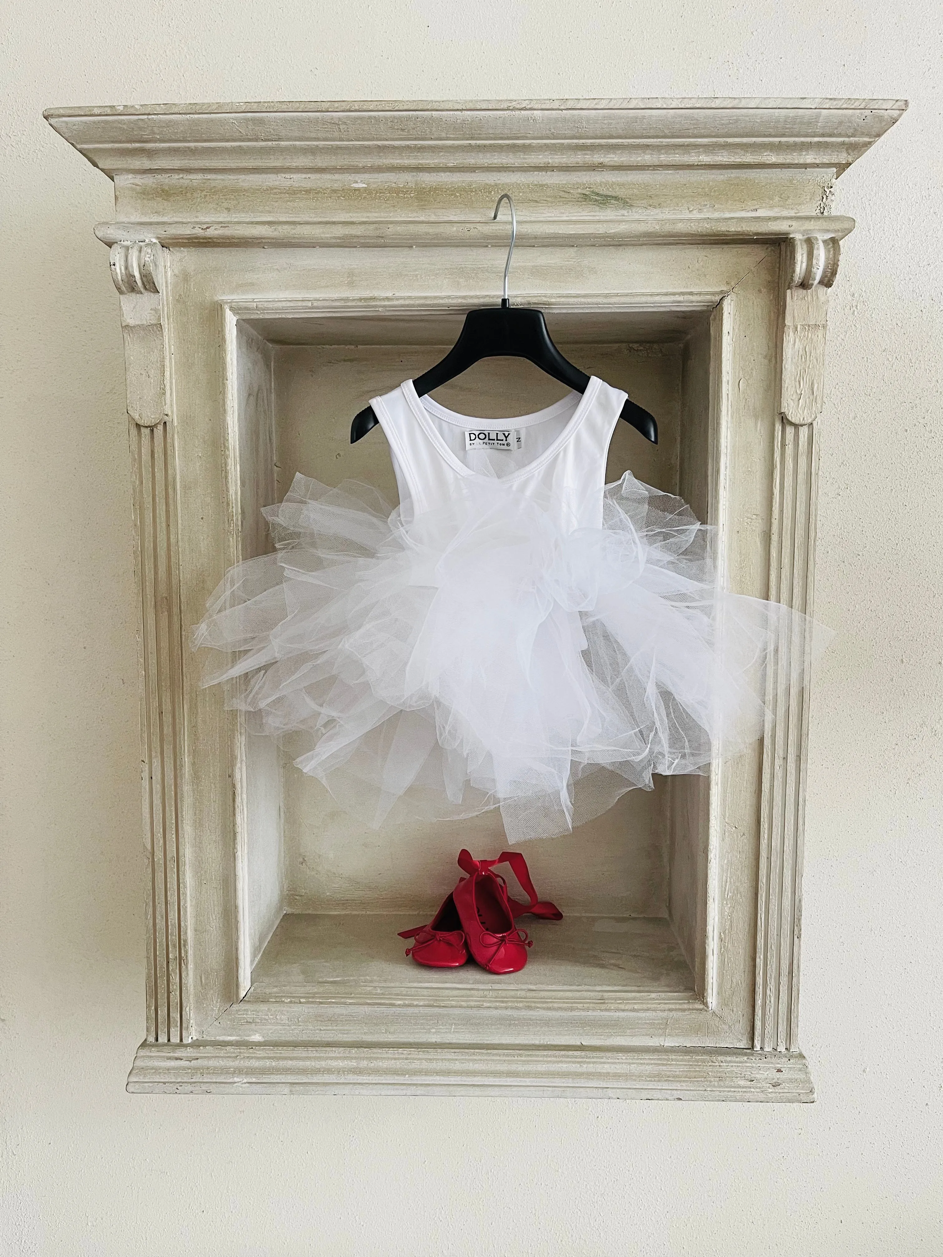 DOLLY by Le Petit Tom  BABY BALLERINAS WITH RIBBONS red