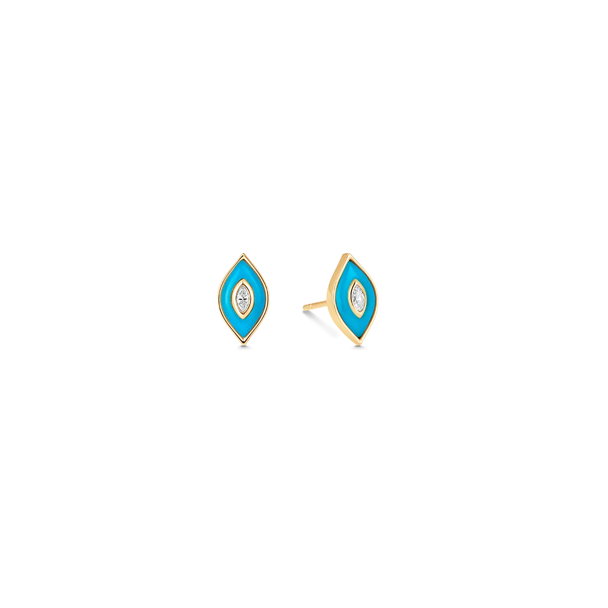 Donna Gold Turquoise and Rose Cut Diamond Stud