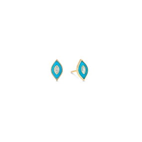 Donna Gold Turquoise and Rose Cut Diamond Stud