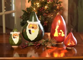 Father Christmas and Nativity Gourd - Available in Multiple Sizes