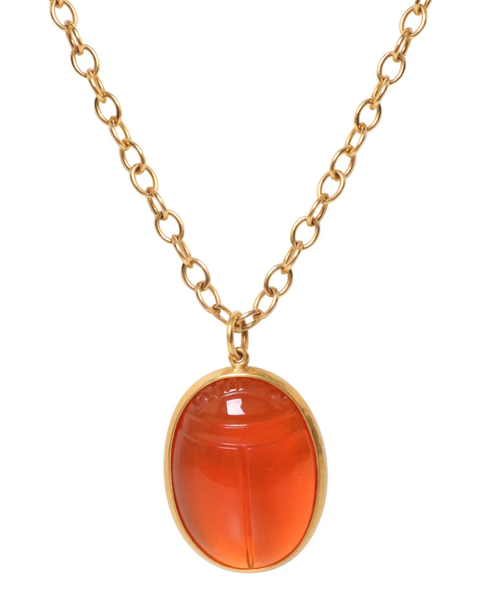 Fire Opal Scarab Pendant Necklace