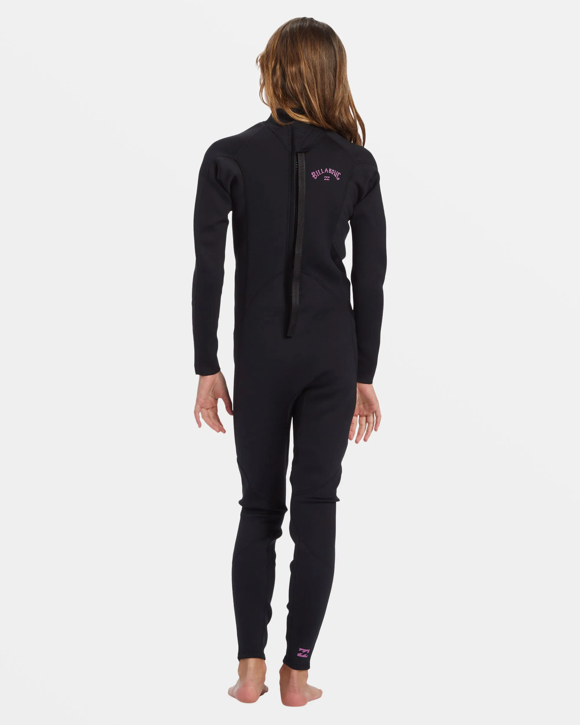 Girls 8-14 3/2mm Foil Chest Zip GBS Wetsuit - Black Orchid