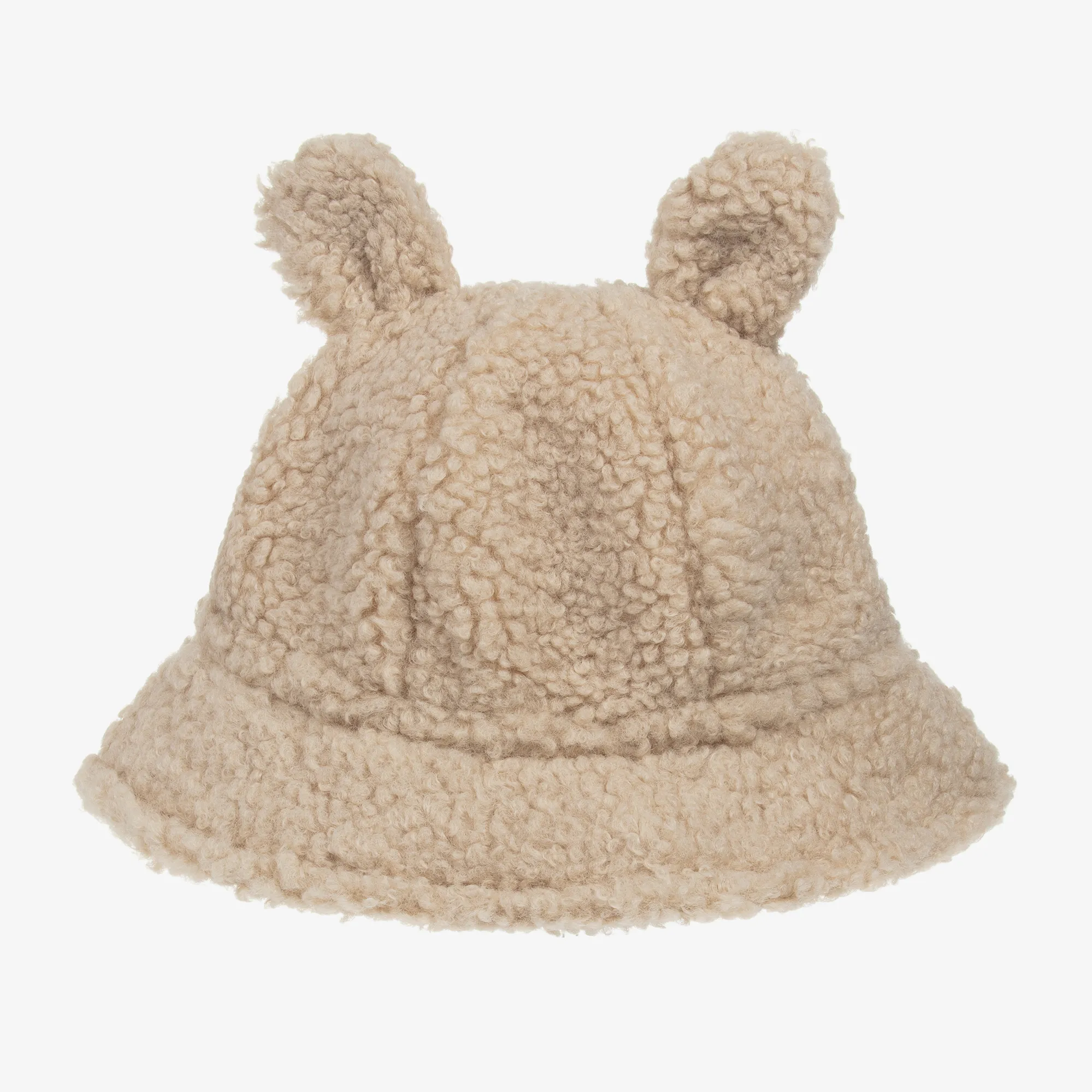 Girls Beige Teddy Fleece Bucket Hat