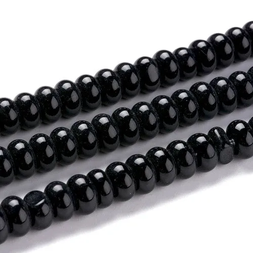 Glass Beads, K9 Glass, Rondelle, Opaque, Black, 8mm