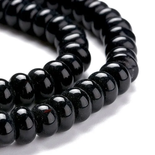 Glass Beads, K9 Glass, Rondelle, Opaque, Black, 8mm