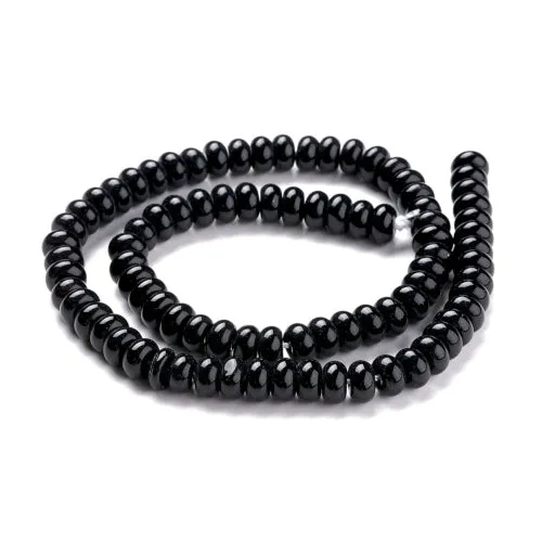 Glass Beads, K9 Glass, Rondelle, Opaque, Black, 8mm