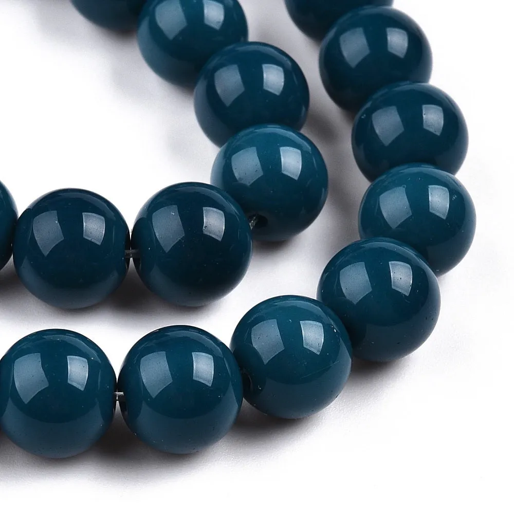 Glass Beads, Round, Opaque, Marine Blue, 10mm