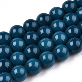 Glass Beads, Round, Opaque, Marine Blue, 10mm