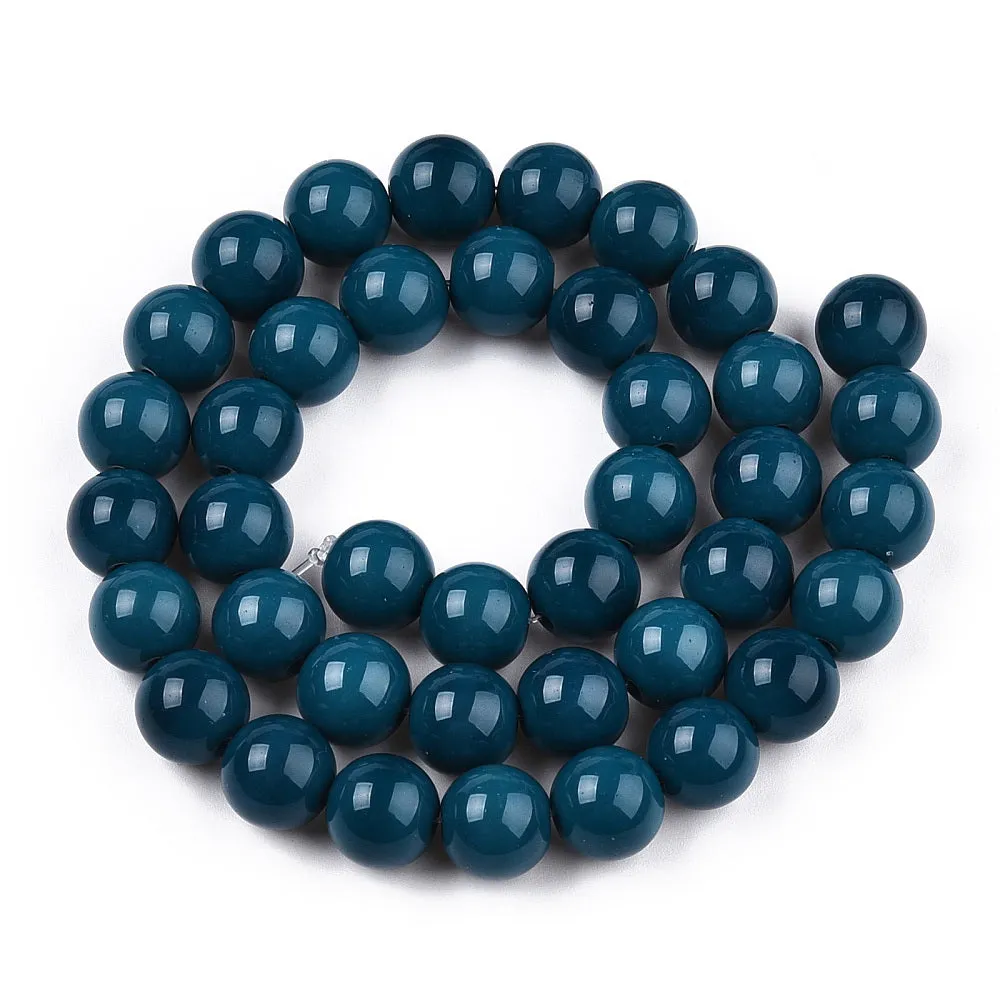 Glass Beads, Round, Opaque, Marine Blue, 10mm