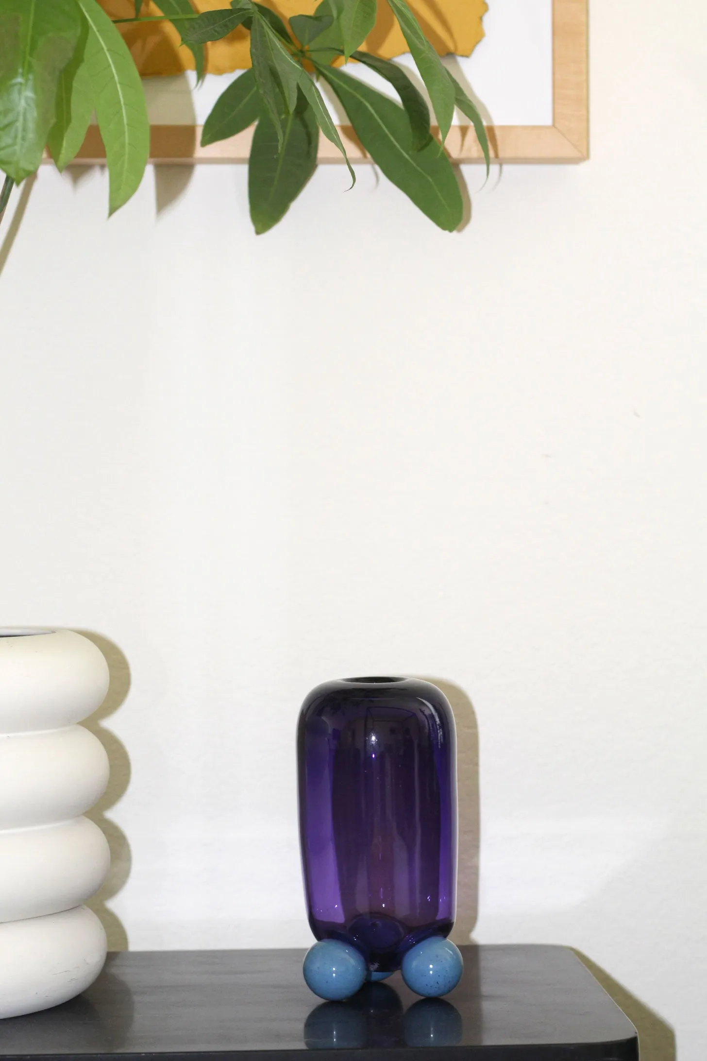 Glass Cylinder Tripod Vase - Purple/Turq