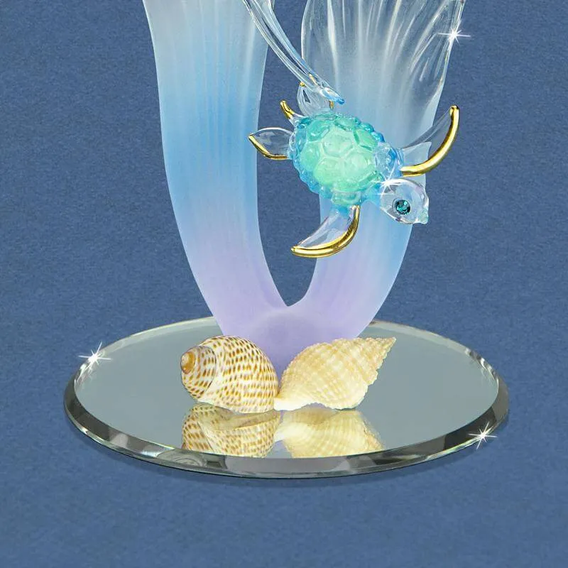 Glass Mermaid & Turtle Figurine