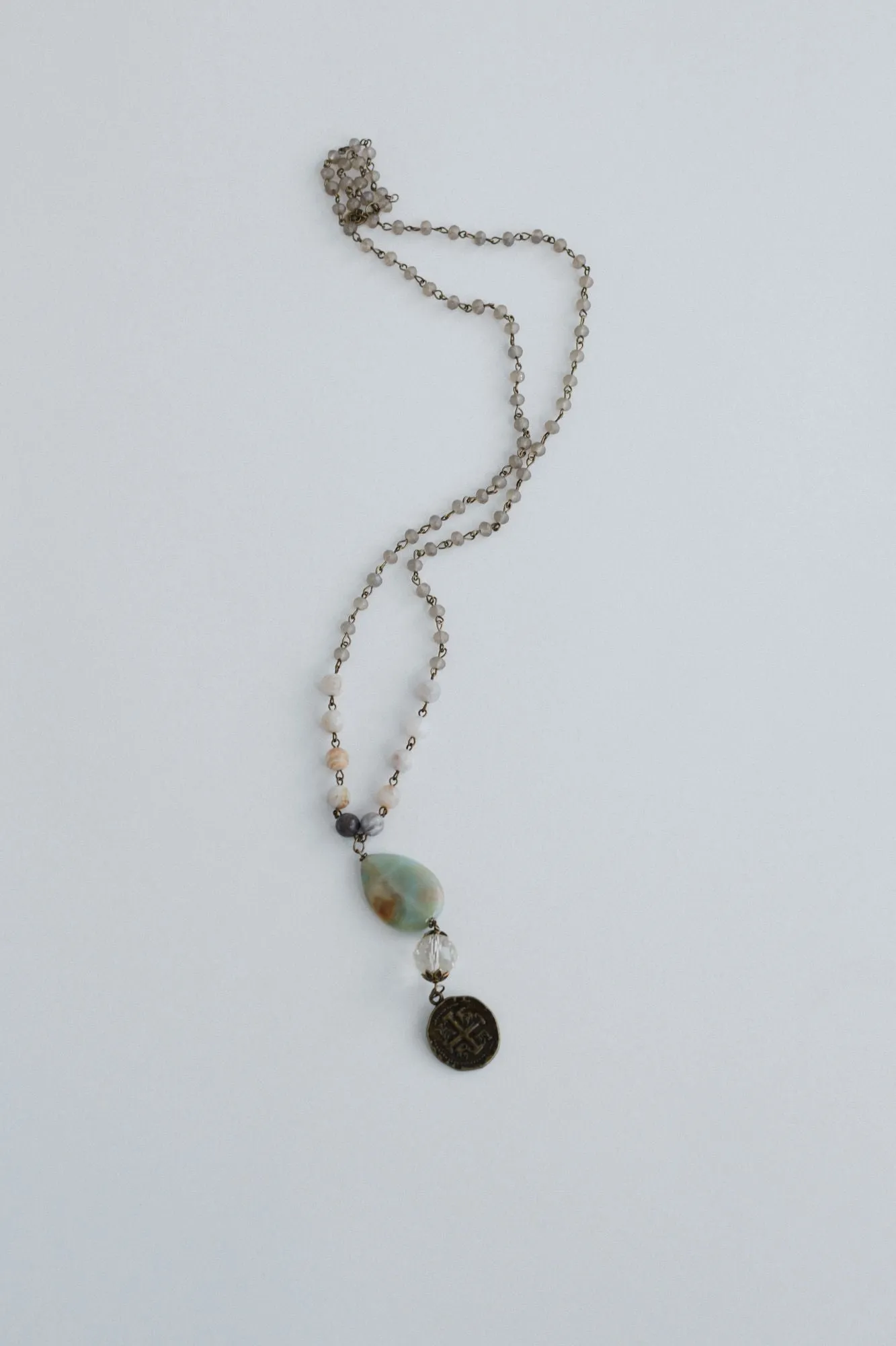 Global Charm Necklace - Gray