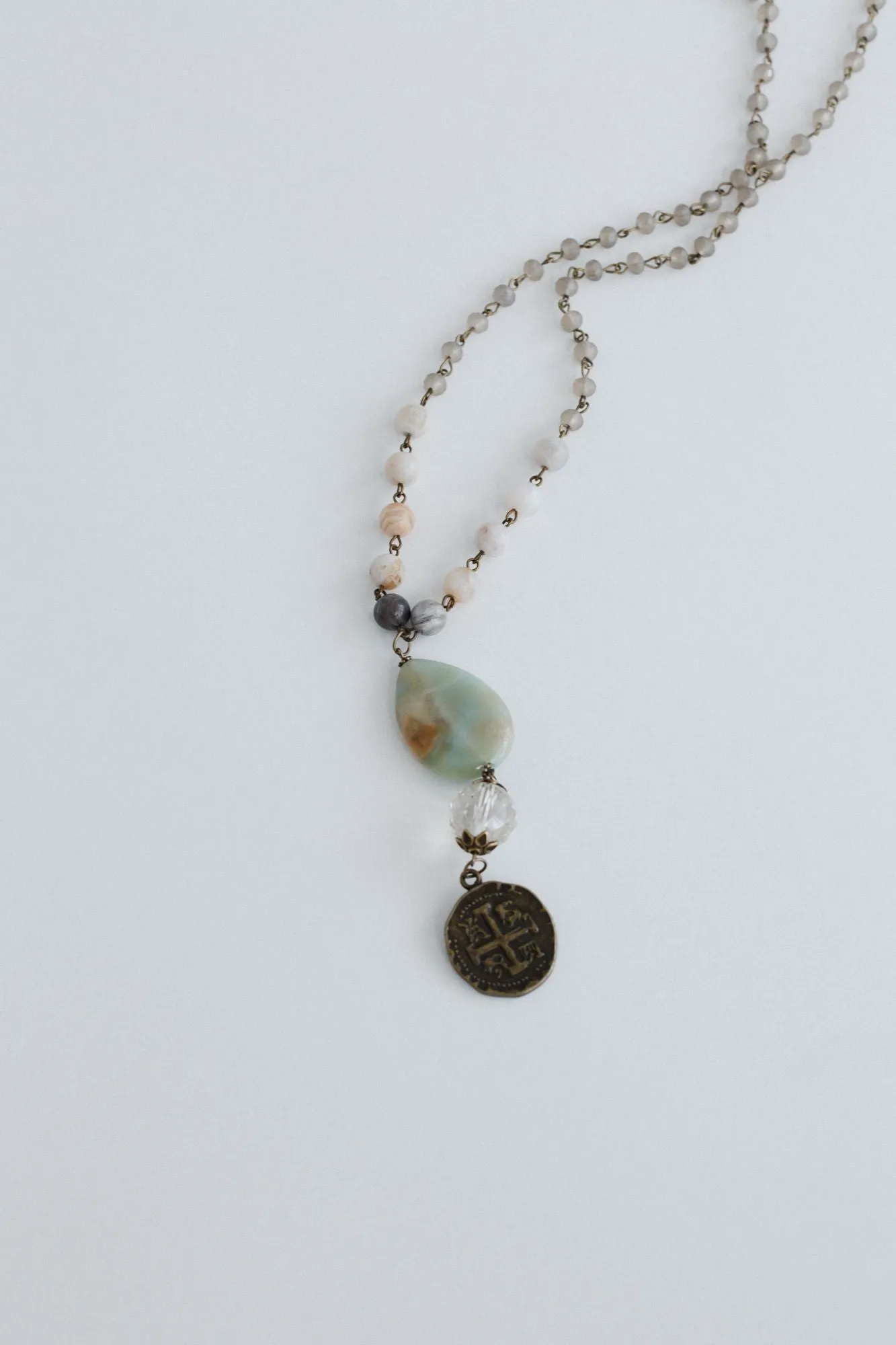 Global Charm Necklace - Gray