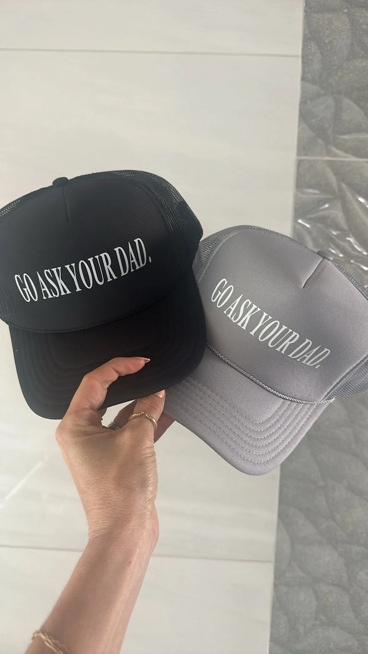 Go Ask Your Dad Trucker Hat | Grey