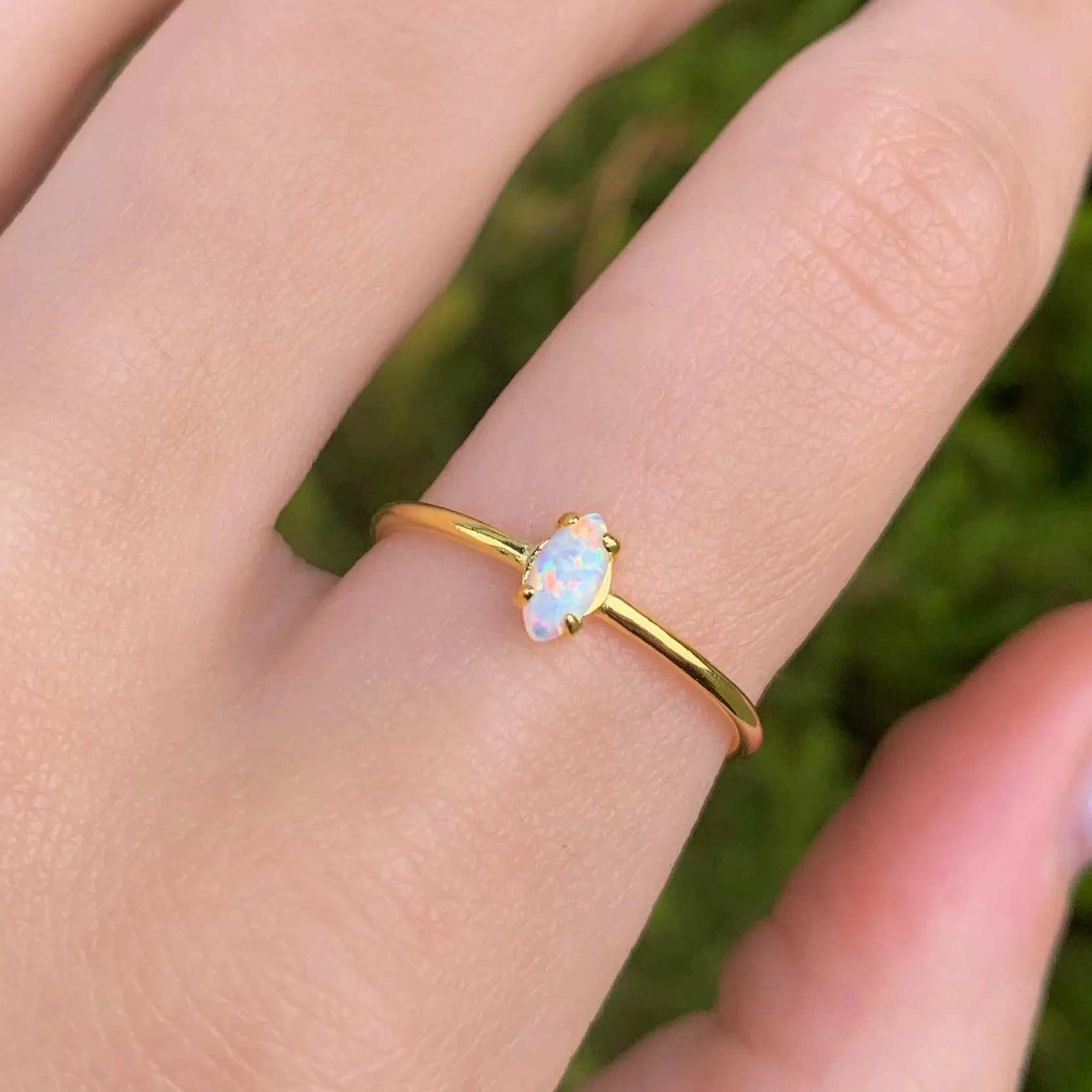 Gold Dainty Opal Ring