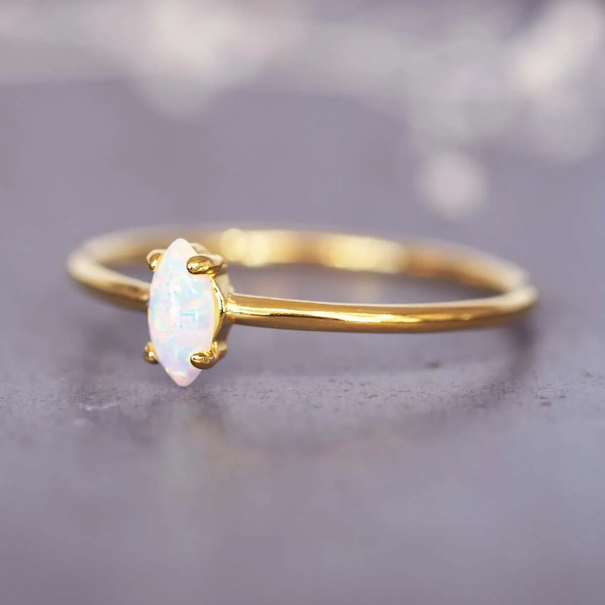 Gold Dainty Opal Ring