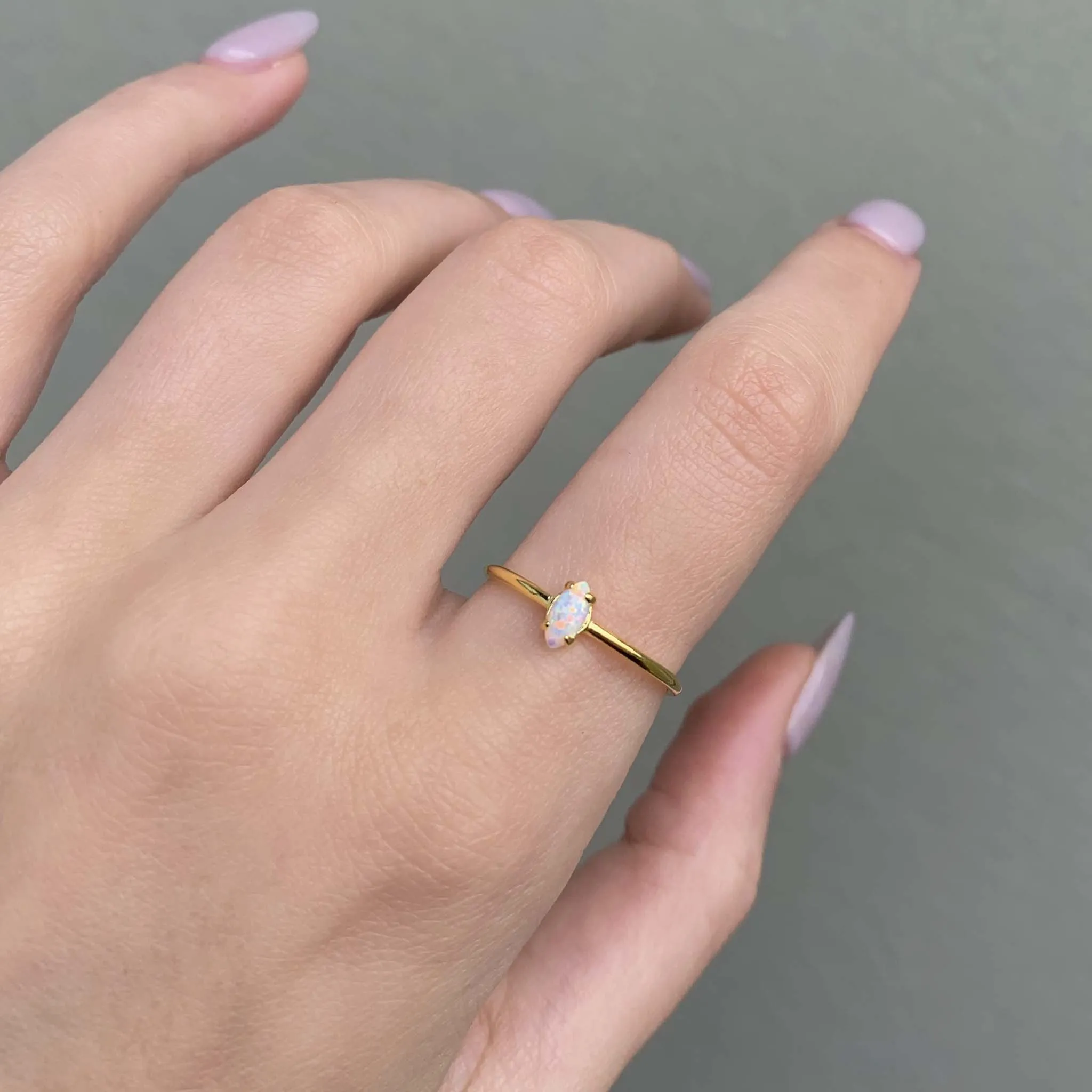 Gold Dainty Opal Ring