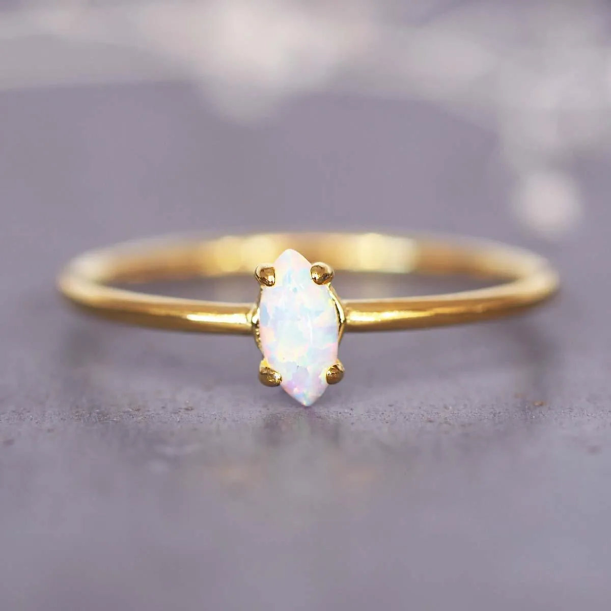 Gold Dainty Opal Ring