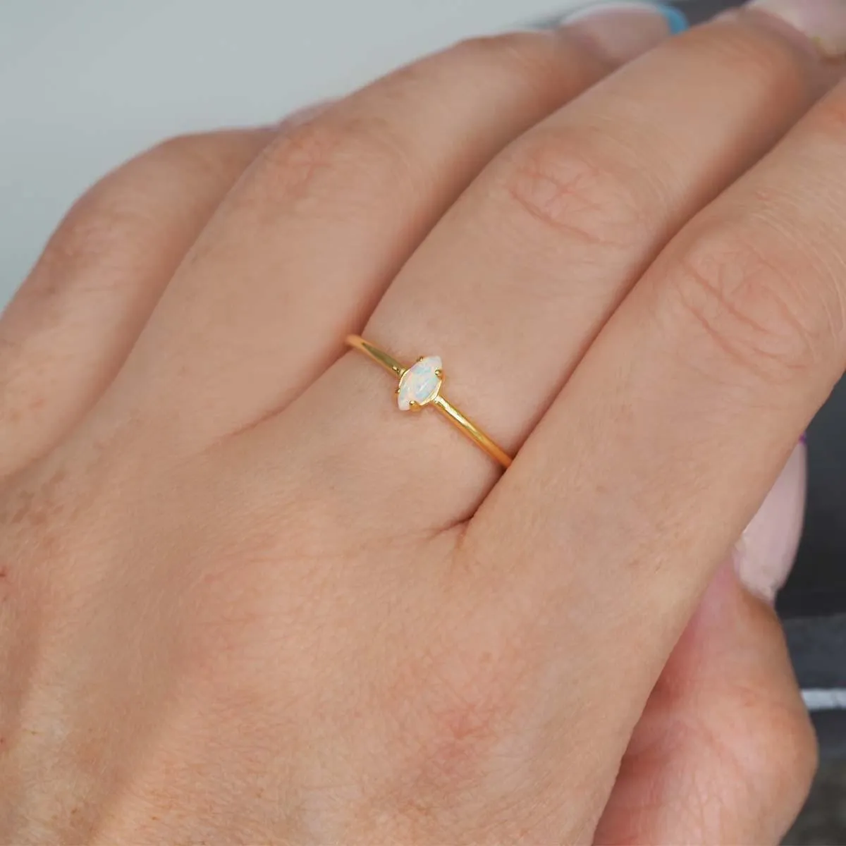 Gold Dainty Opal Ring