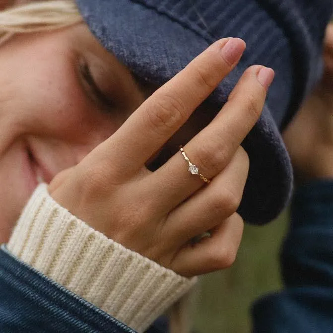 Gold Dainty White Topaz Ring