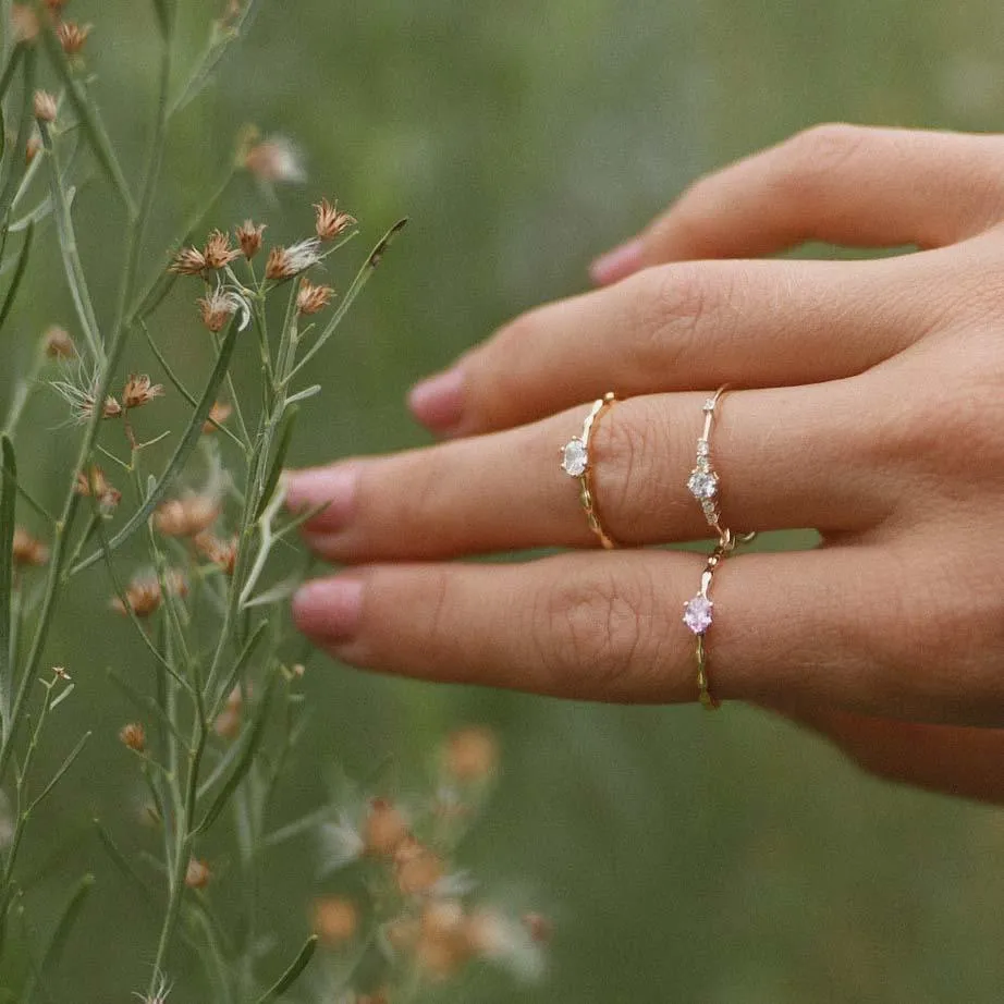 Gold Dainty White Topaz Ring