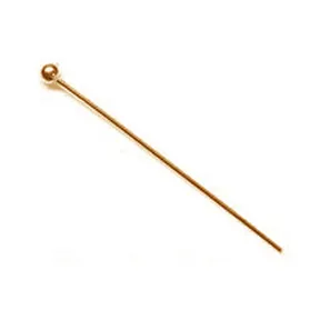 Gold Plated Brass Ball Pin 0.75 20mm Long, 0.5mm Thick, 24 Gauge (100 pcs)