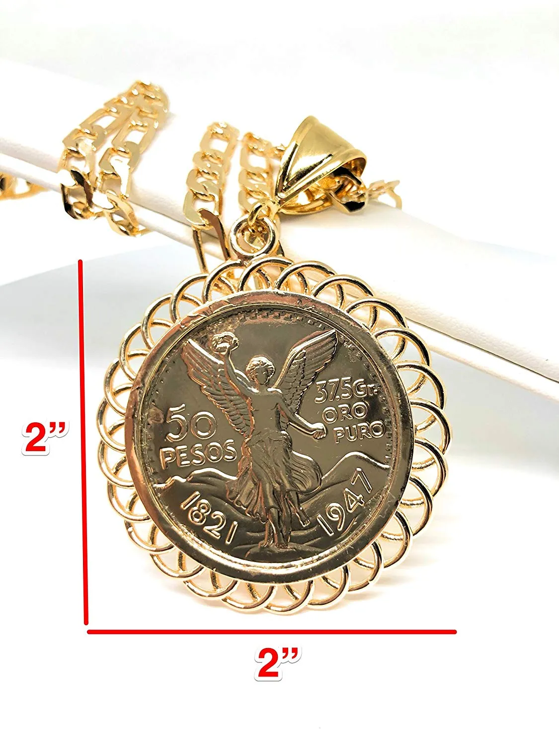 Gold Plated Jewelry Gold Plated Mexican Coin Mexican Centenario Mexicano Replica de Oro Laminado Con Cadena de 26