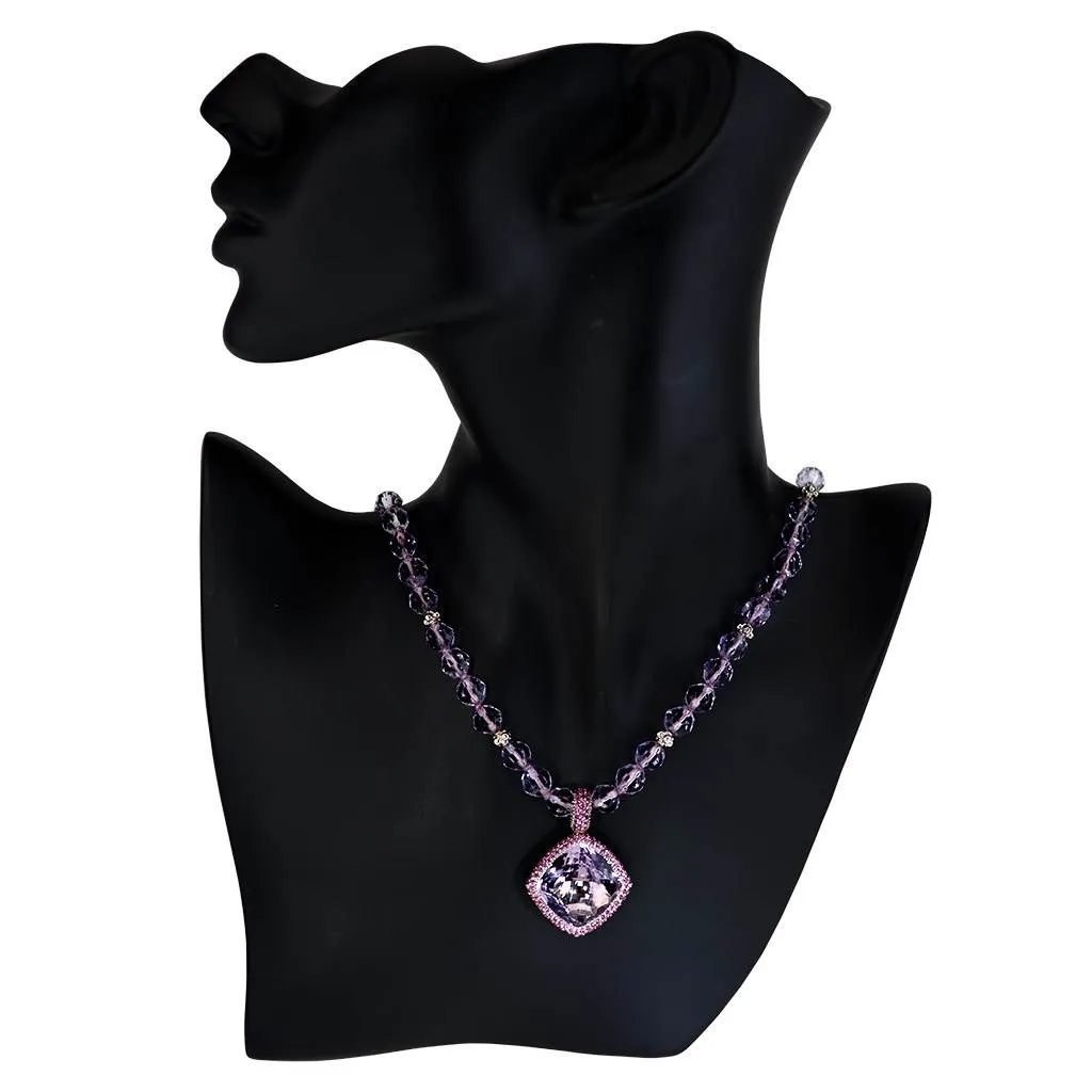 Gold Rose De France Amethyst Bead Necklace