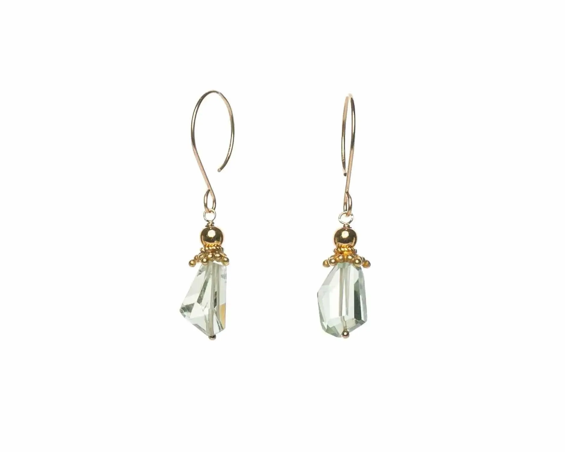 Green Amethyst and Gold Fill Earrings