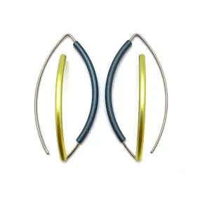 Gunmetal Gray & Green 3D Bow Earrings - Round Tubing