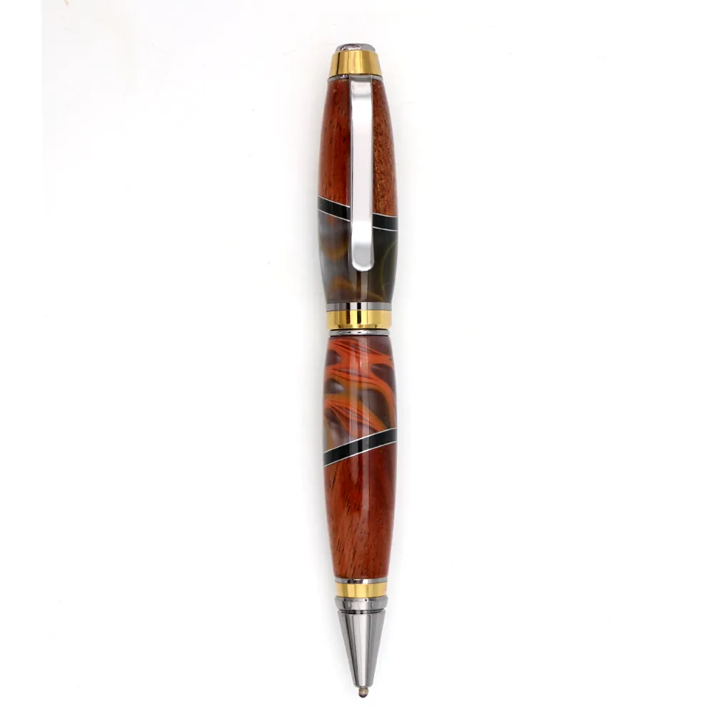 Hawaiian Koa and Rust Gray Swirl Resin Cigar Pen