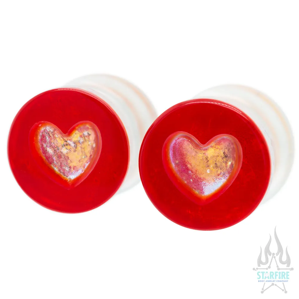 Heart Dichroic Glass Plugs